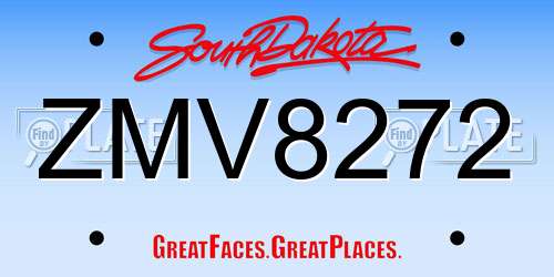 ZMV8272 South Dakota License Plate