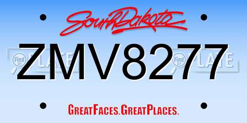 ZMV8277 South Dakota License Plate
