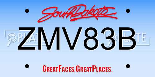 ZMV83B South Dakota License Plate