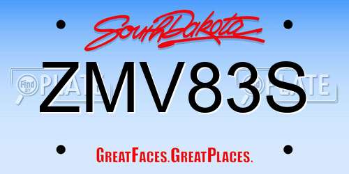 ZMV83S South Dakota License Plate