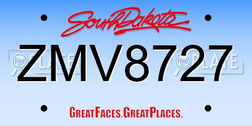 ZMV8727 South Dakota License Plate
