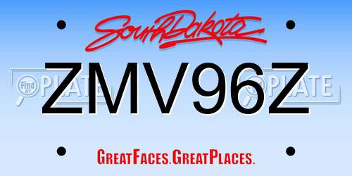 ZMV96Z South Dakota License Plate