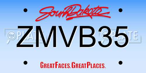 ZMVB35 South Dakota License Plate