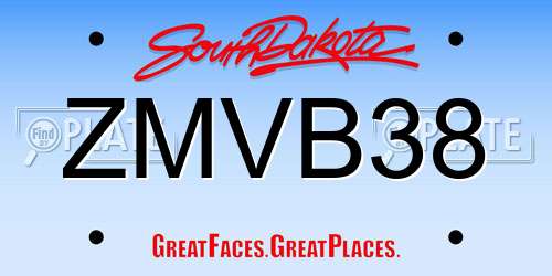 ZMVB38 South Dakota License Plate