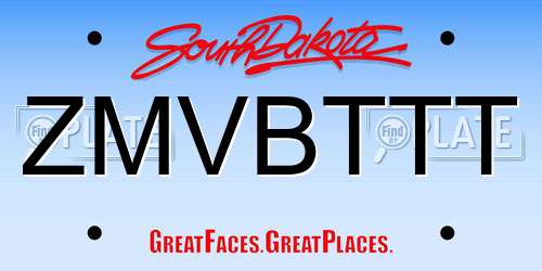 ZMVBTTT South Dakota License Plate
