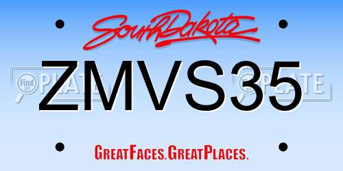 ZMVS35 South Dakota License Plate