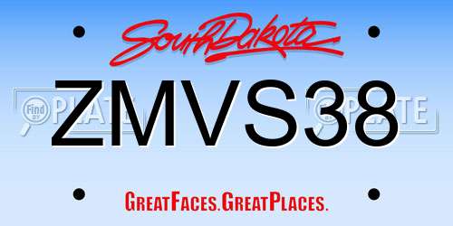 ZMVS38 South Dakota License Plate
