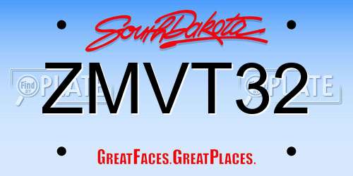 ZMVT32 South Dakota License Plate
