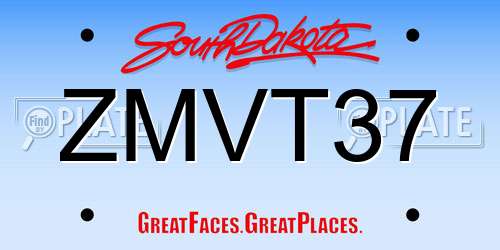 ZMVT37 South Dakota License Plate