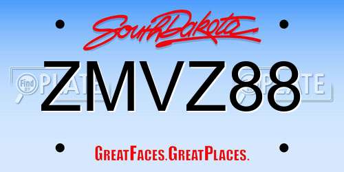 ZMVZ88 South Dakota License Plate