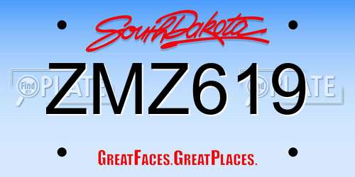 ZMZ619 South Dakota License Plate