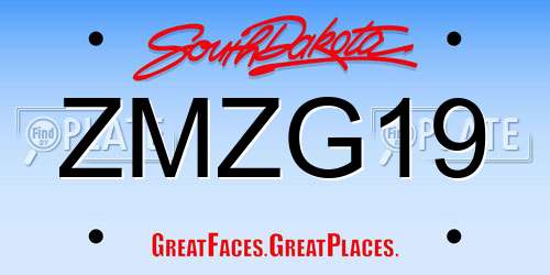 ZMZG19 South Dakota License Plate
