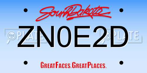 ZN0E2D South Dakota License Plate
