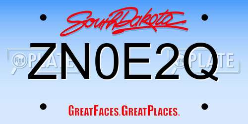 ZN0E2Q South Dakota License Plate