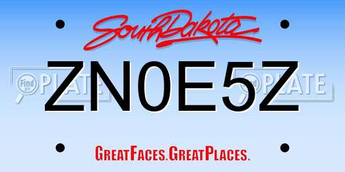 ZN0E5Z South Dakota License Plate