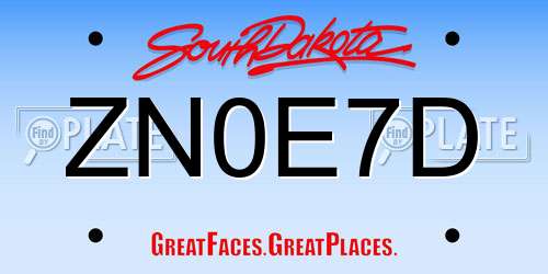 ZN0E7D South Dakota License Plate