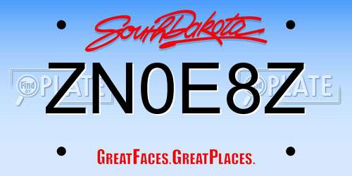 ZN0E8Z South Dakota License Plate
