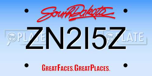 ZN2I5Z South Dakota License Plate