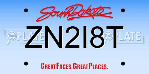ZN2I8T South Dakota License Plate