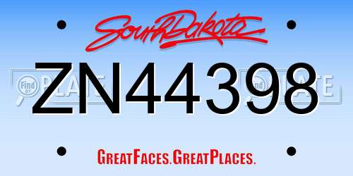 ZN44398 South Dakota License Plate