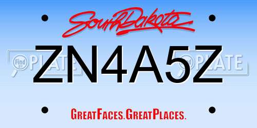 ZN4A5Z South Dakota License Plate
