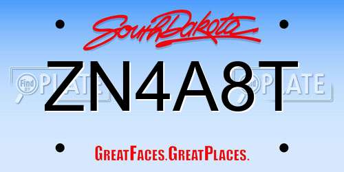 ZN4A8T South Dakota License Plate