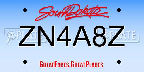 ZN4A8Z South Dakota License Plate