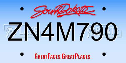 ZN4M790 South Dakota License Plate