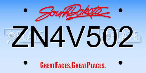 ZN4V502 South Dakota License Plate