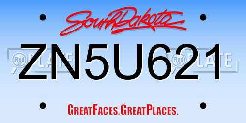 ZN5U621 South Dakota License Plate