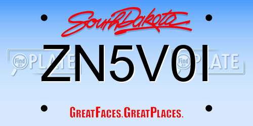 ZN5V0I South Dakota License Plate