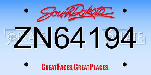 ZN64194 South Dakota License Plate