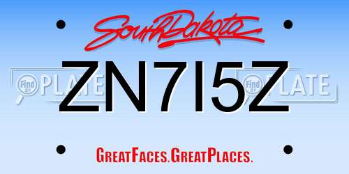 ZN7I5Z South Dakota License Plate