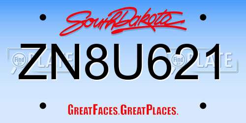 ZN8U621 South Dakota License Plate