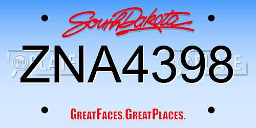ZNA4398 South Dakota License Plate