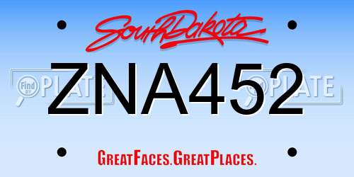ZNA452 South Dakota License Plate