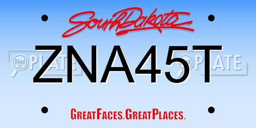 ZNA45T South Dakota License Plate