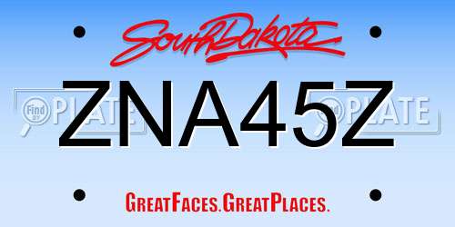 ZNA45Z South Dakota License Plate