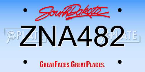 ZNA482 South Dakota License Plate