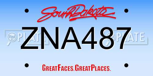 ZNA487 South Dakota License Plate