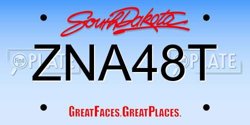 ZNA48T South Dakota License Plate