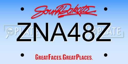 ZNA48Z South Dakota License Plate