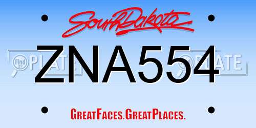 ZNA554 South Dakota License Plate