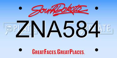 ZNA584 South Dakota License Plate