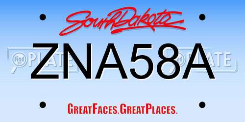 ZNA58A South Dakota License Plate