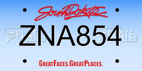 ZNA854 South Dakota License Plate