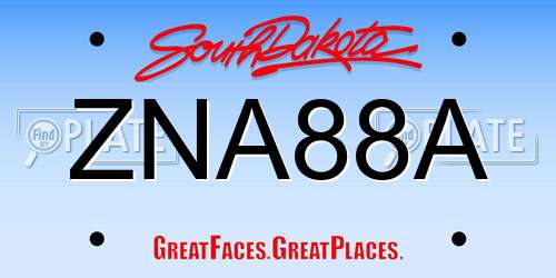 ZNA88A South Dakota License Plate
