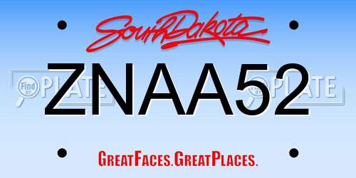 ZNAA52 South Dakota License Plate