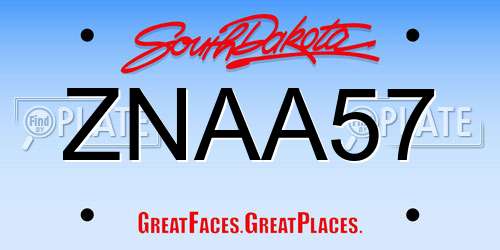 ZNAA57 South Dakota License Plate