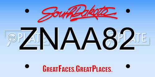 ZNAA82 South Dakota License Plate